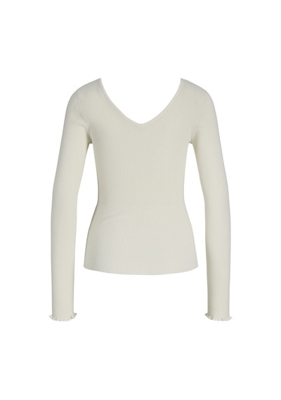 Jack & Jones Kadin V Yaka Triko Üst- Linn - 12288495 Vanilla Ice