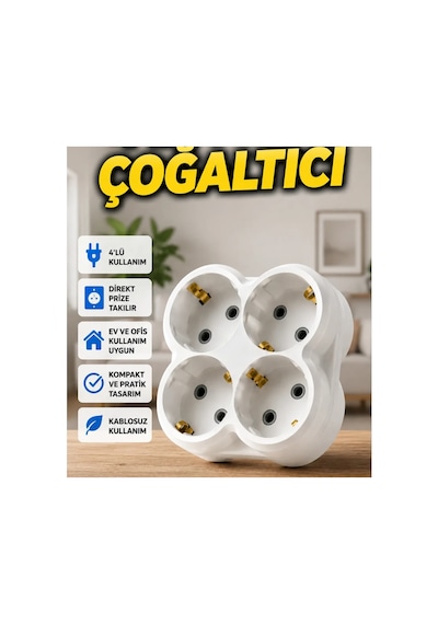 Kablosuz 4 Lü Duvar Tipi Priz Çoğaltıcı Diğer