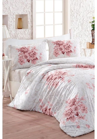 Taç Kristal Henna Light Collection Çift Kişilik Nevresim Takımı Pudra Pudra