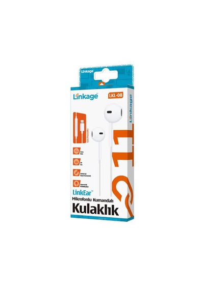 Linkage Lkl-08 Apple İphone Uyumlu Lightning Jack Kablolu Mikrofonlu Kulaklık 1.2 Metre