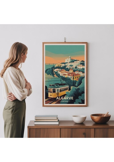 Algarve Portekiz Seyahat Posteri Vintage Sahil Duvar Sanatı Baskısı