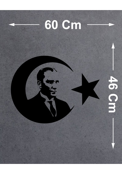 Atatürk Ve Türk Bayrağı Sticker - Araba Oto Motosiklet Karavan Araç Cam Sticker - 00218 60X46 Cm