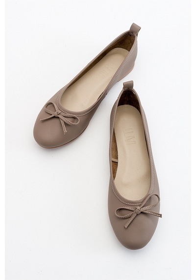 Luvishoes Cilt Hakiki Deri Kadın Babet Ayakkabı 01 Taş