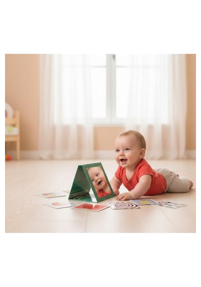 Laco Kids Tummy Time Smart Baby Card Karın Üstü Aktivite Zeka Kartları + Güvenli Ayna 0-12 Ay