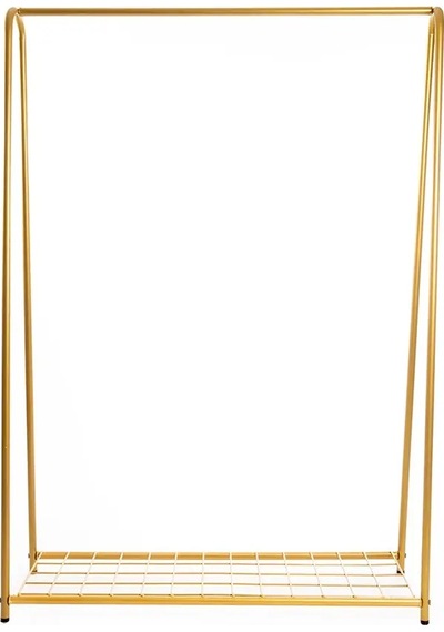 Raflı Gold Metal Ayaklı Askılık Gold