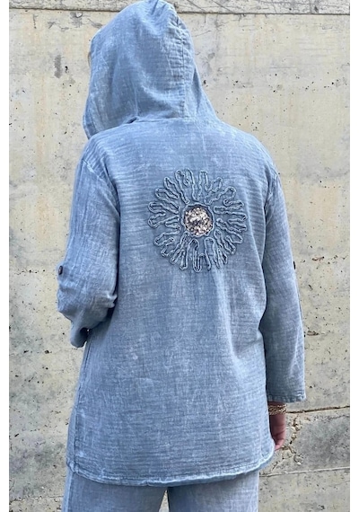 Mia Butik Kadın Güneş Keten Gri Takım Gri