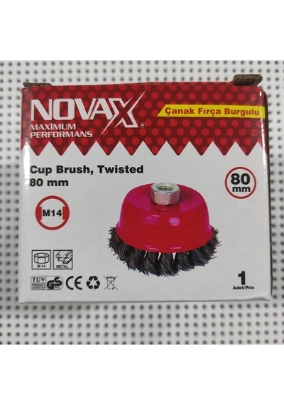 Novax Çanak Fırça Burgulu Daire Fırça 80 Mm M14 Tüv Onaylı Ce Belgeli Daire Burgu Çanak 80 Mm