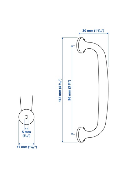 Ikea Eneryda Kulp Siyah Ve Krom Kaplama, 112 Mm, 2 Adet Siyah