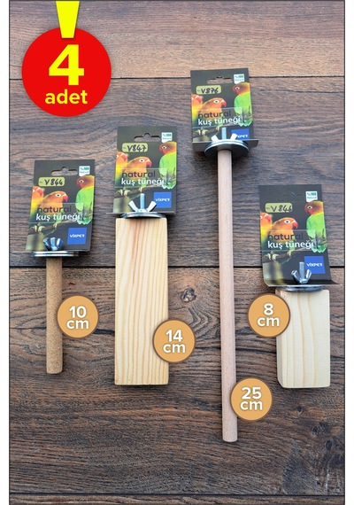 Venty 4'lü Pedikürlü Papağan Tünek Seti Muhabbet, Forpus, Sevda, Cennet - M112