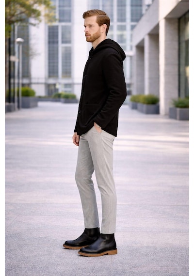 Alexandergardı Kapüşonlu İçi Şardonlu Oversize Hırka E23-607 03 Siyah