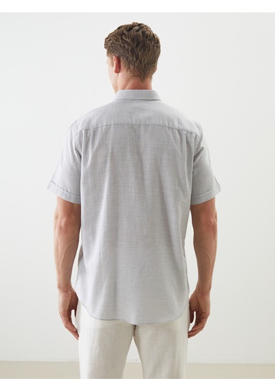 Lcwaıkıkı Classic Gri Regular Fit Kısa Kollu Armürlü Erkek Gömlek