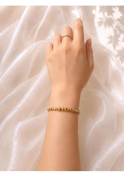 Hareketli Boncuk Zincir Gold Bileklik Çok Renkli