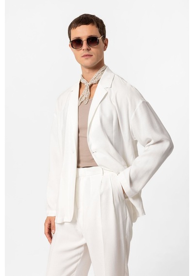 Antioch Oversize Astarsız Erkek Blazer Ceket Ekru