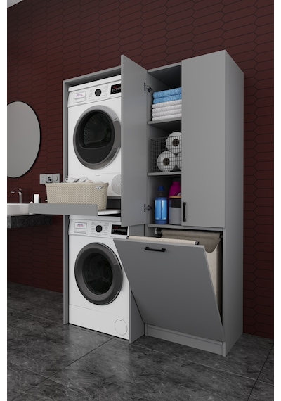 Çamaşır Makinesi Banyo Dolabı Takımı Sepetli %100 Mdf Çekmeceli Çok Amaçlı Kurutma Dolabı Bt01 Kül Gri Çamaşır Makinesi Banyo Dolabı Takımı Sepetli %100 Mdf Çekmeceli Çok Amaçlı Kurutma Dolabı Bt01 Kül Gri