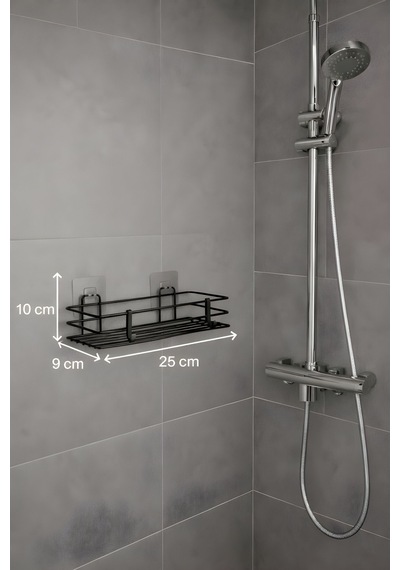 Sas Haus Tek Katlı Duş Rafı Kancalı Banyo Şampuanlık & Organizer 2 Adet Siyah Tş-01 Siyah