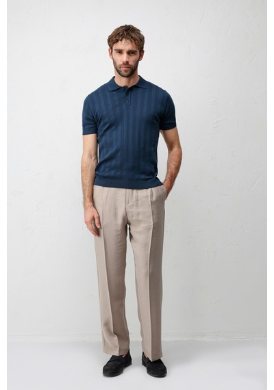 Antioch Dokulu Triko Erkek Polo T-shirt İndigo