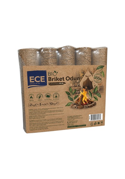 4 Adet Ece Bio Briket Odun 5''li 10 Kg
