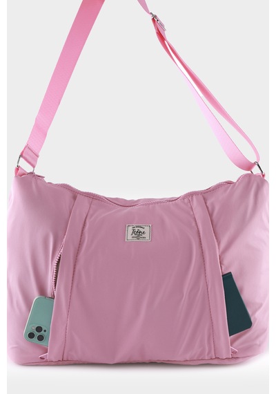 İcone Bag Paraşüt Kumaş Çanta - Yoga Mat Bölmeli, Fermuarlı Cepli, Ayarlanabilir Askılı, Fileli İç Cep Pembe