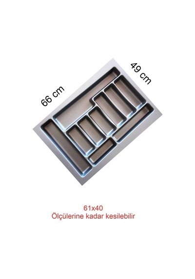 66x49 Cm Gri Renk Çekmece Içi Düzenleyici Kaşıklık 66x49 Cm 60/40 Kadar Kesılebılır Gri