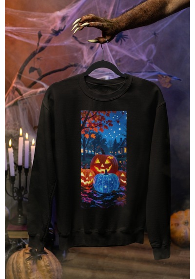 Magors Stil-x Halloween - Cadılar Bayramı Baskılı Unısex Sweatshırt, 3 İplik Şardonlu Siyah-10 Magors Stil-x Halloween - Cadılar Bayramı Baskılı Unısex Sweatshırt, 3 İplik Şardonlu Siyah-10
