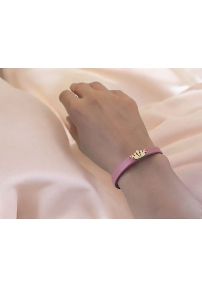 Archin M Harfine Özel Koyu Pembe Derili Taç Motifli 14 Ayar Altın Plakalı Hediye Bileklik-624harf M Archin M Harfine Özel Koyu Pembe Derili Taç Motifli 14 Ayar Altın Plakalı Hediye Bileklik-624harf M