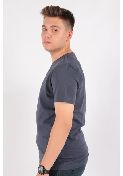 Cazador 4602 Erkek Bisiklet Yaka Flamlı T-shirt 24YCEEO04602-R0106 Antrasit
