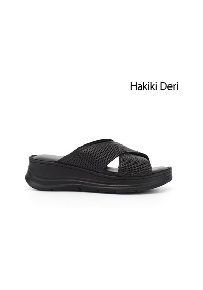 Gönderi(R) Gönderi R Kadın Siyah Dolgu Taban Hakiki Deri Terlik Dyza65145870 Siyah