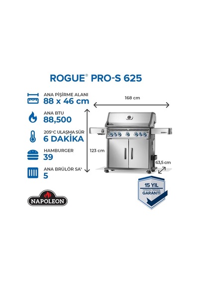 Napoleon Rogue Pro S 625 Rsıb Gazlı Mangal Gri