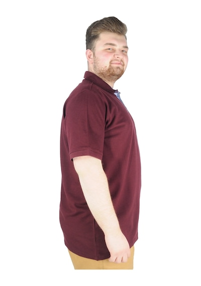 Mode Xl Battal Beden Erkek Tshirt Polo Yaka Nakışlı Klasik Pike 20553 Mürdüm 001