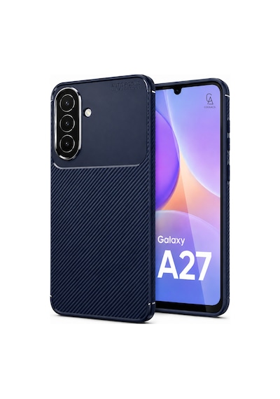Samsung Galaxy A27 Uyumlu Kılıf Karbon Tasarım Kamera Korumalı Silikon Telefon Kılıfı Kapak Lacivert