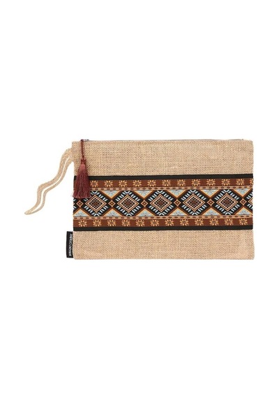Yaratıcı Tasarım Hasır Kadın Portföy & Clutch Çanta Kahve