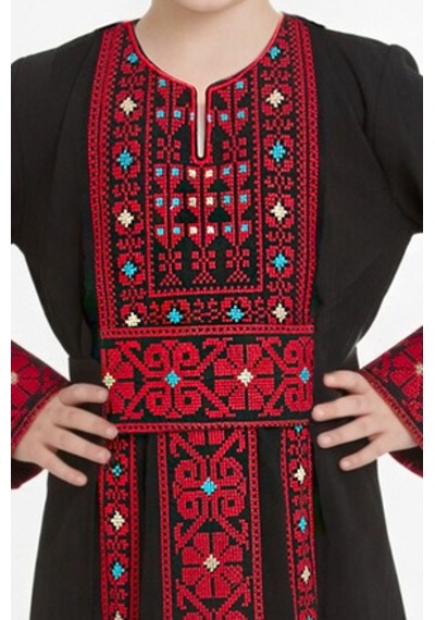 Zaytoon Filistin Kırmızı Ve Renkli Geleneksel Filistin Kız Çocuk Elebise C400005