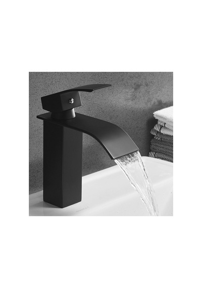 Rena Design Siyah Lavabo Bataryası Oval Çıkış Havza Model Yüksek Kalite Lavabo Musluğu Çiftgirişli Armatür