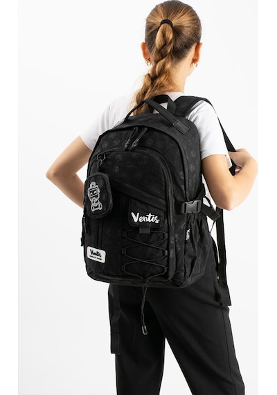 Ventis Cüzdanlı Unisex Okul Çantası Lise Ortaokul Günlük Sırt Çantası 43 30 Cm Vnt9-b Siyah