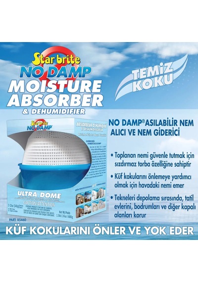 Starbrite - No Damp Ultra Dome Kubbe Nem Alıcı 680 G/3.79 Lt : 50 M³ Alanda Maksimum Nem Kontrolü, Rutubete Ve Küf Kokularına Çözüm