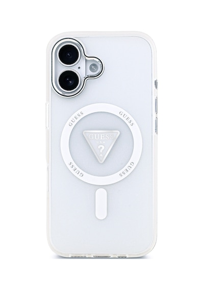 Apple Uyumlu iPhone 17 Kılıf Guess Lisanslı M-safeli Iml Baskıüçgen Logolu Metal Kamera Çerçeveli Şeffaf Şeffaf