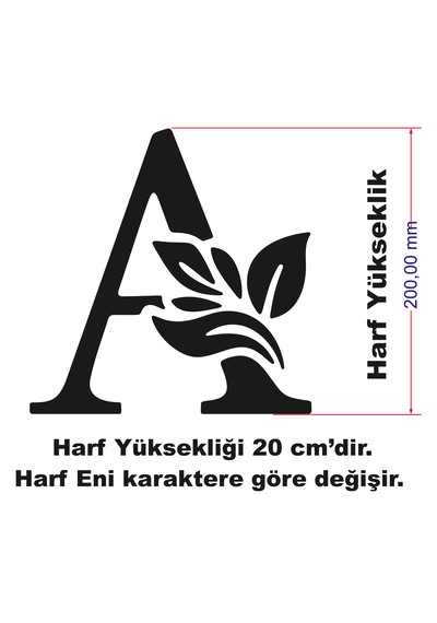 Stencil Harf Boyama Şablonu X046 Harf Yüksekliği 20 Cm
