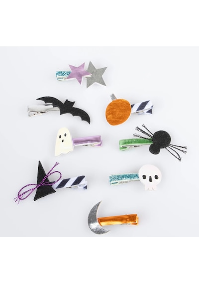 Meri Meri - Halloween Icons Hair Clips - Cadılar Bayramı Tokalar 8'li Çok Renkli
