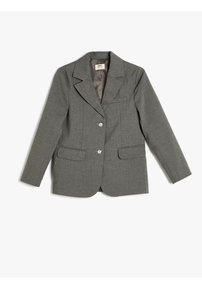 Koton Blazer Okul Ceketi Klasik Yaka Cep Detaylı Uzun Kollu Düğmeli Gri 5wkg20038aw Gri