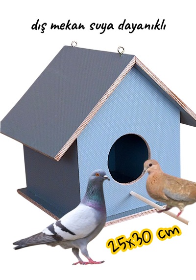 Ahşap Kumru Ve Güvercin Yuvası Dış Mekan Suya Dayanıklı 25x25x30 Cm