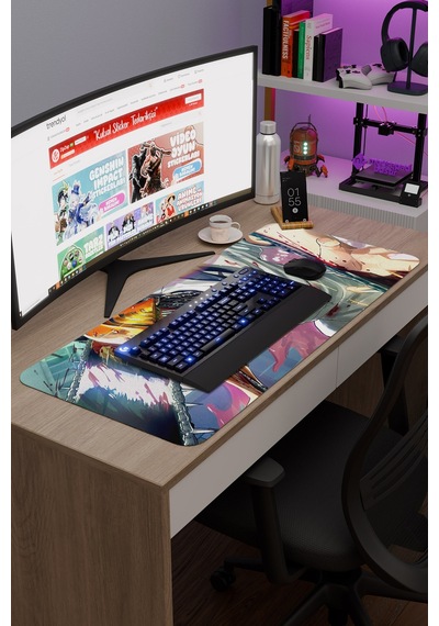 Chainsaw Man Anime V2 - 90x40 Xxl Gaming Kauçuk Kaymaz Taban Mouse Pad Fare Altlığı