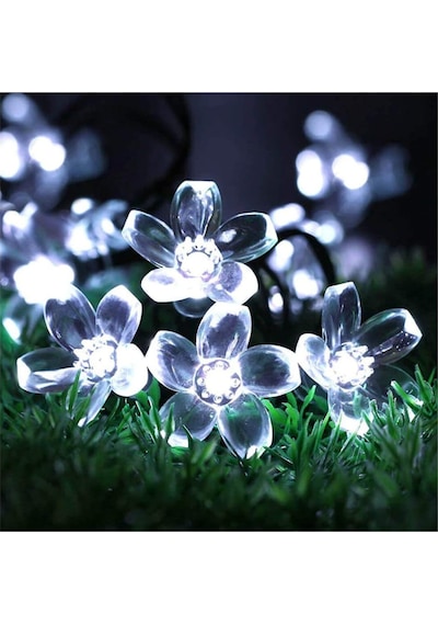 Çiçek Desenli Güneş Enerjili Bahçe Aydınlatma 50 Led Beyaz Işık