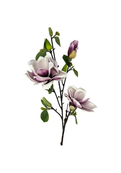 Yapay Çiçek Eva Açık Mor Manolya 3 Çiçekli Uzun Dal 90cm Gerçeksi Doku Mor