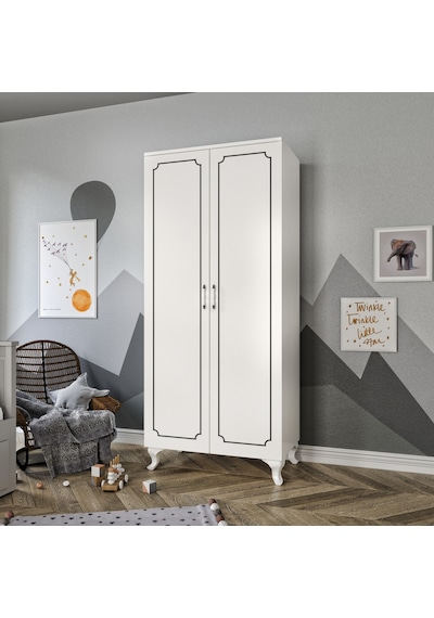 Stil 2 Kapaklı Modern Desenli Gardırop, Elbise Dolabı - Tamamı 1.