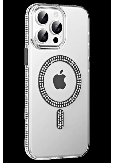 İphone 15 Pro Move Taşlı Magsafe Kapak - Siyah