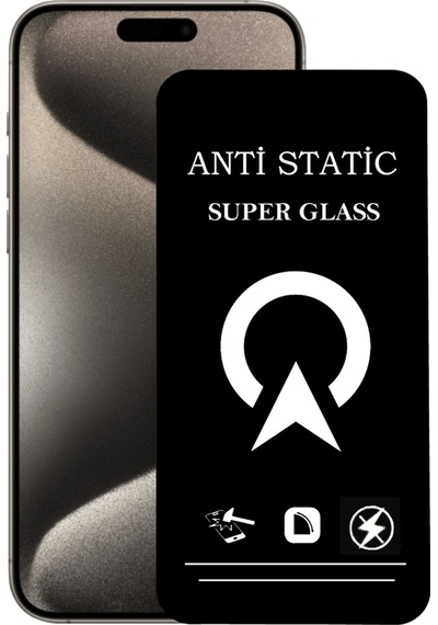 Apple iPhone 15 Pro Max Uyumlu İle Tam Kaplayan Anti Statik Çizilmez Safir Ekran Koruyucu Cam
