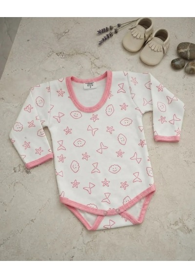 İrem Bebe Unisex Pembe Desenli Kışlık Bebek Badi Modeli