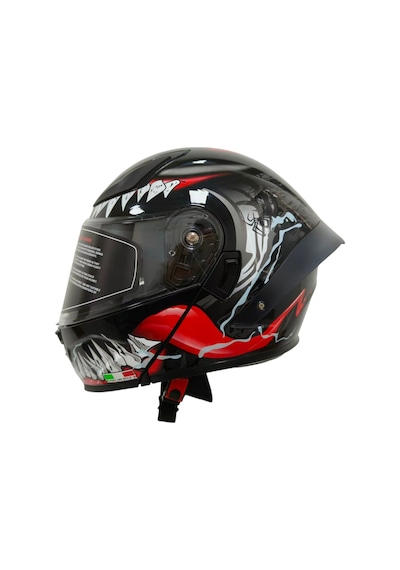 Ws-210 Güneş Vizörlü Çene Açılır Kask Kırmızı Dişli Şeffaf Vizörlü İtaly Dizany