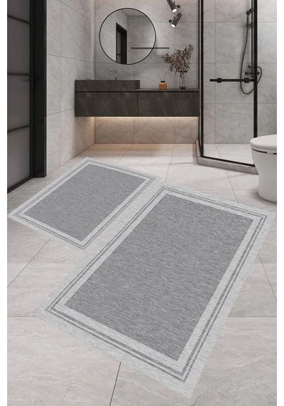 Eliana Home Dijital Baskı 2'li Banyo Paspas Takımı Lna5-fnl348 100x60 Ve 60x50 Cm Gri
