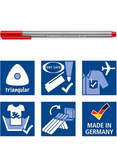 Staedtler 334 Sb10 Triplus Üçgen Fineliner 0.3 Mm 10'lu Set Çok Renkli